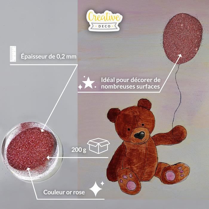 Paillettes pour ongles - CREATIVE DECO - Or rose - 200g - Fin 0,2mm - Poudre d'Artisanat