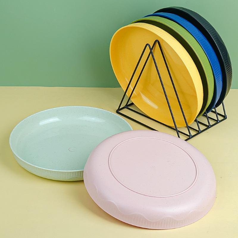 Large-capacity Round Plate of Wheat Straw, Household Multi-functional Fruit Plate, Plastic Plate for Water, Snacks and Candies