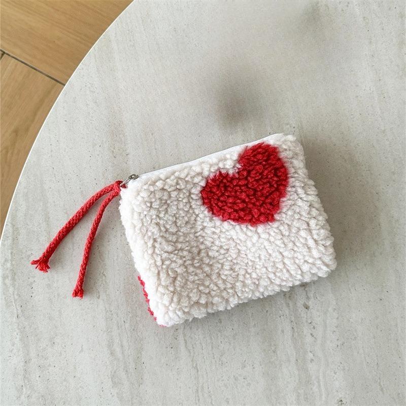 Cute Women Makeup Mini Bag Korean plush cute Portable Coin Purse Small Pouch Handbag Kawaii Female Cosmetic Storage Zipper Bag