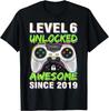 Level 6 Unlocked Awesome Since 2019 6th Birthday Gaming Boys Gift Unisex T-Shirt