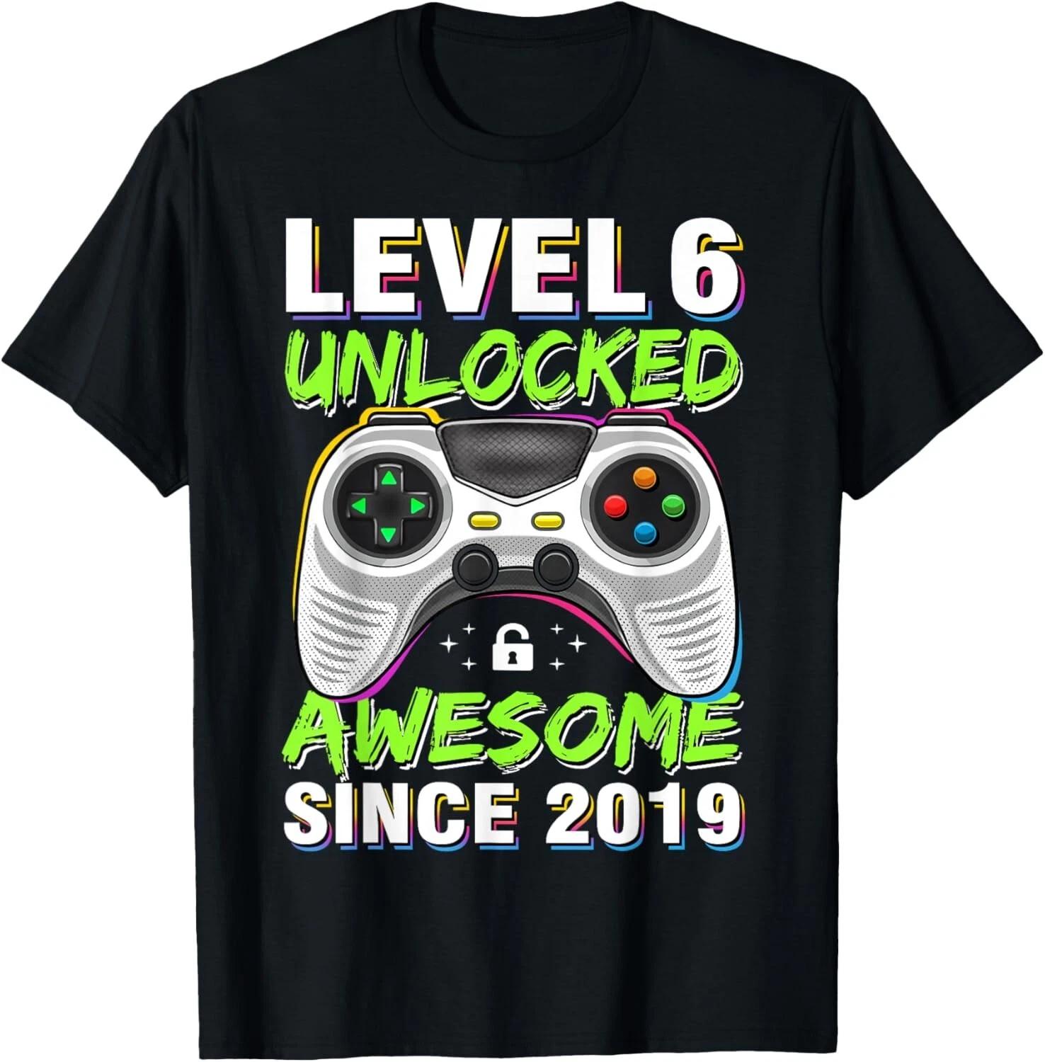 Level 6 Unlocked Awesome Since 2019 6th Birthday Gaming Boys Gift Unisex T-Shirt L