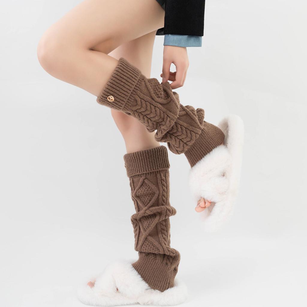 Womens Lolitas Knit Long Socks Leg Warmers Harajuku Boot Socks Winter Warm Ankle Heap Socks Fashion Leg Socks Streetwear