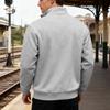 New Autumn/Winter Heavyweight Fleece-Lined Oversized Solid-Colour Patch Pocket Half-Zip Stand-Up Collar Men's Sweatshirt