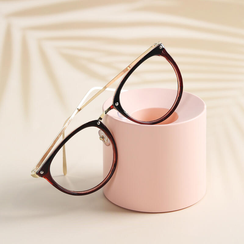 Стильная высококачественная оправа для очков (синий свет X) 67522 Brown/Demo Lens