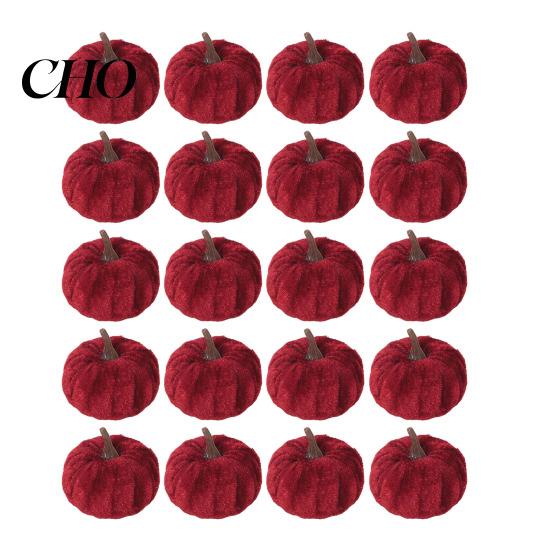 Vintage Style Pumpkin Accents 20 PCS Velvet Decorative Ornaments, Multi-Color Artificial Fall Harvest Decor Orange White Pumpkins for Mantel