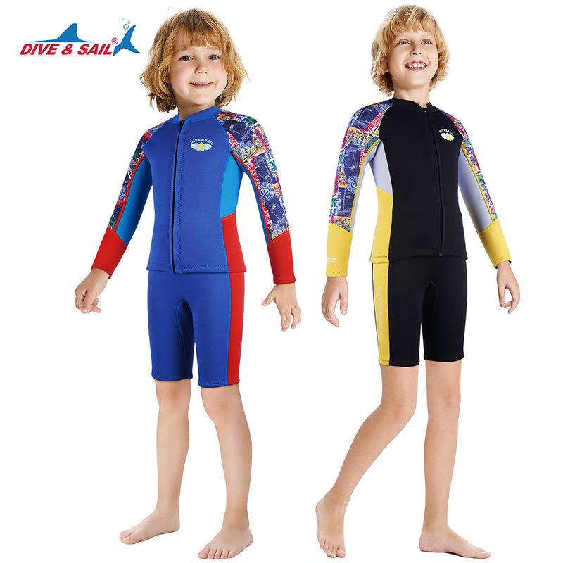 DIVE&SAIL Kids' 2.5MM Split Wetsuit: Warm, Cold-Resistant for Diving, Snorkeling, Swimming & Surfing.