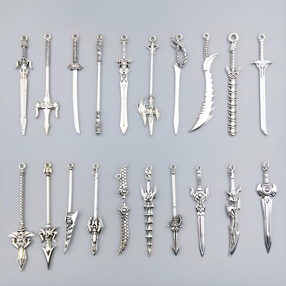 

Antique Silver Alloy Long Sword Pendants - Set of 10 for DIY Jewelry