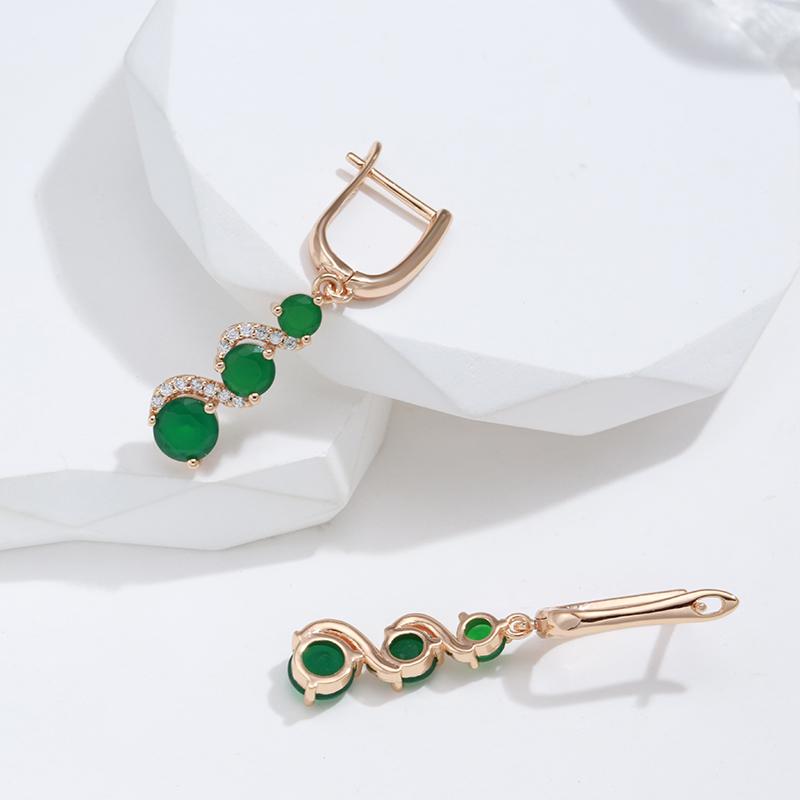 Kienl New Fashion  Rose Gold Long Earring For Women Green Natural Zircon Drop Earrings High Quality Daily Fine Jewelry
