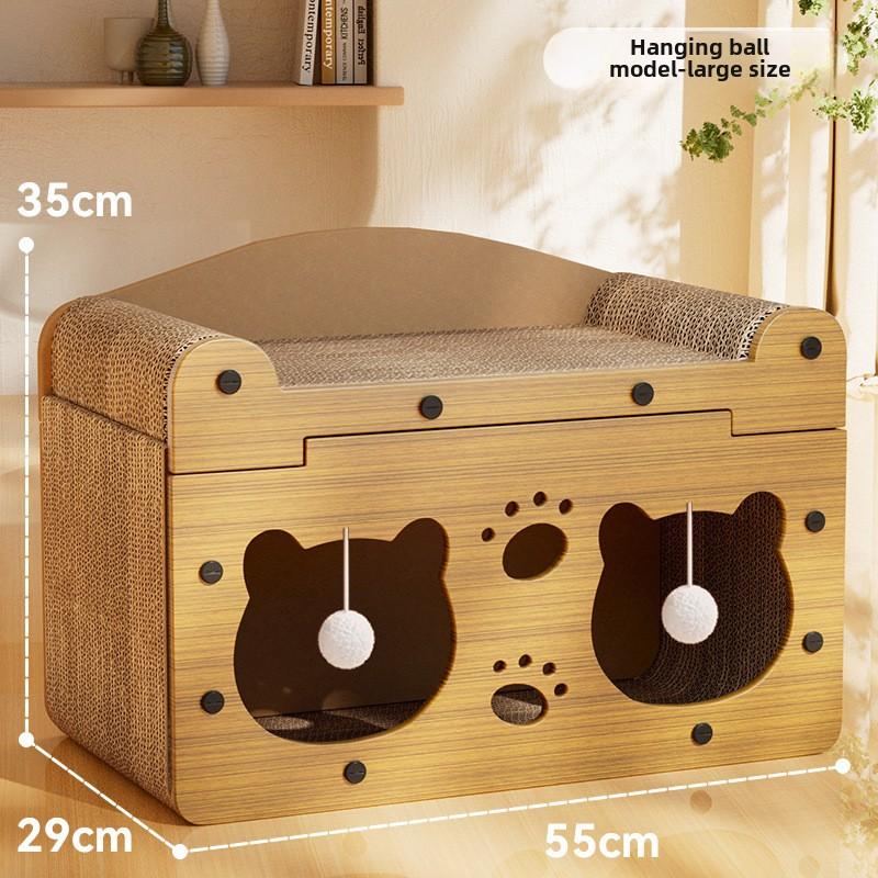 Noua jucărie pentru pisici, jucărie pentru pisici, jucărie pentru animale de companie, cu sistem integrat de joacă și somn, mansion villa, dublu strat din lemn pentru pisici, cuib multifuncțional pentru pisici, rezistent la zgârieturi
