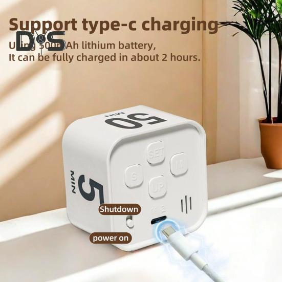 Digitaler Würfel-Pomodoro-Timer, visuelles Lernen, Fitness-Countdown, Produktivitäts-Timer mit Auto-Flip-Technologie, leiser Betrieb, Vibration und einstellbarer Ton