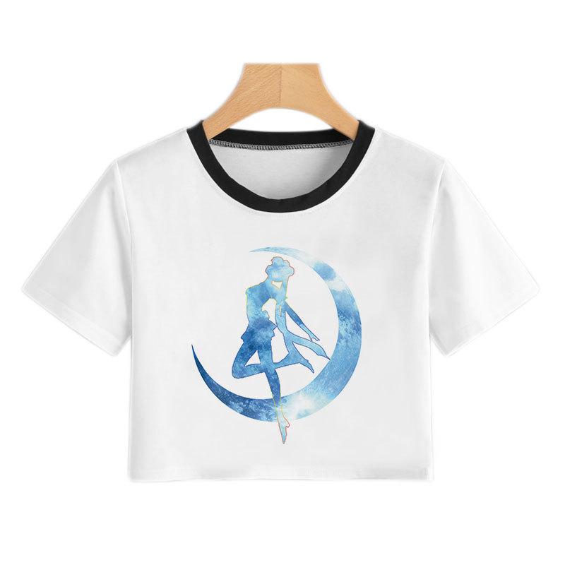 Sailor Moon Sailor Moon Cold Moon T-Shirt New Short T-Shirt Women'S Sexy Navel Shirt