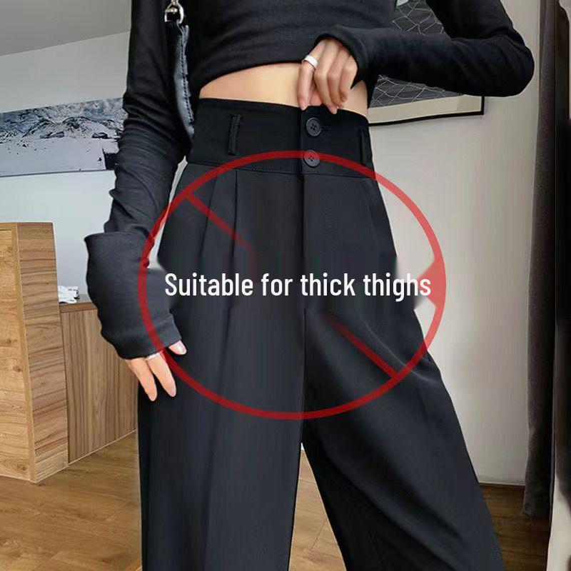 

Женские летние брюки с высокой посадкой и широкими штанинами, черные, 2024 4XL [Recommended 180-200 jin]