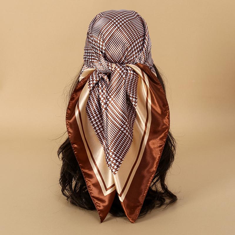 90x90CM Square Scarf New Luxury Design Popular Silk Style The Four Seasons Scarves Women Sunscreen Beach Kerchief Hijab