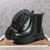 Large Size Chelsea Boots High Top Niu Leather British Wind Boots Thin Martin Boots Tide Spring and Autumn Boots