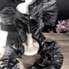 1 Yard Black White Beige Double Ruffle Pleated Chiffon Trim Lace Dress Decoration Fabric Applique Soft Trimming Craft Sewing Decoration