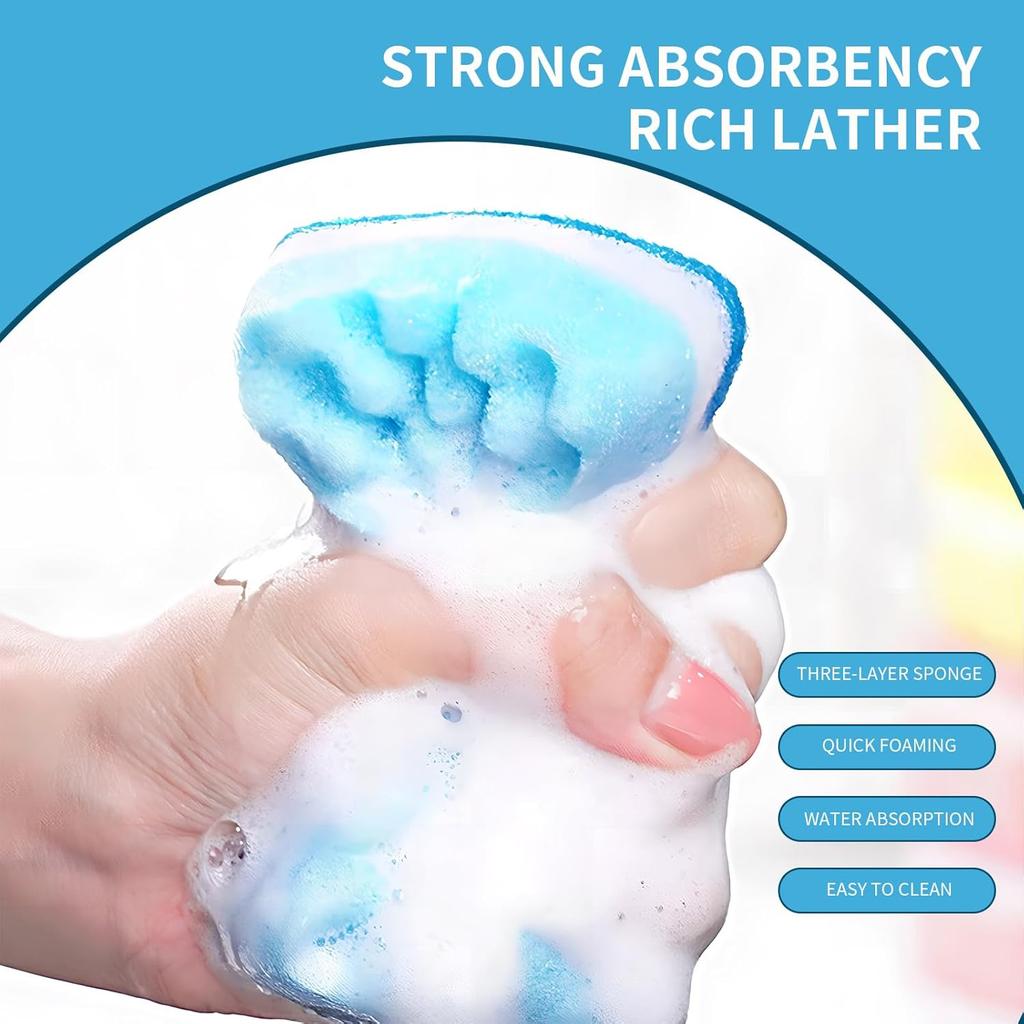 Wave Washing Dishes Sponge Kitchen Brush Pot Artifact Thickened Sponge Scouring Pad Brush Bowl Housework Cleaning Sponge Block