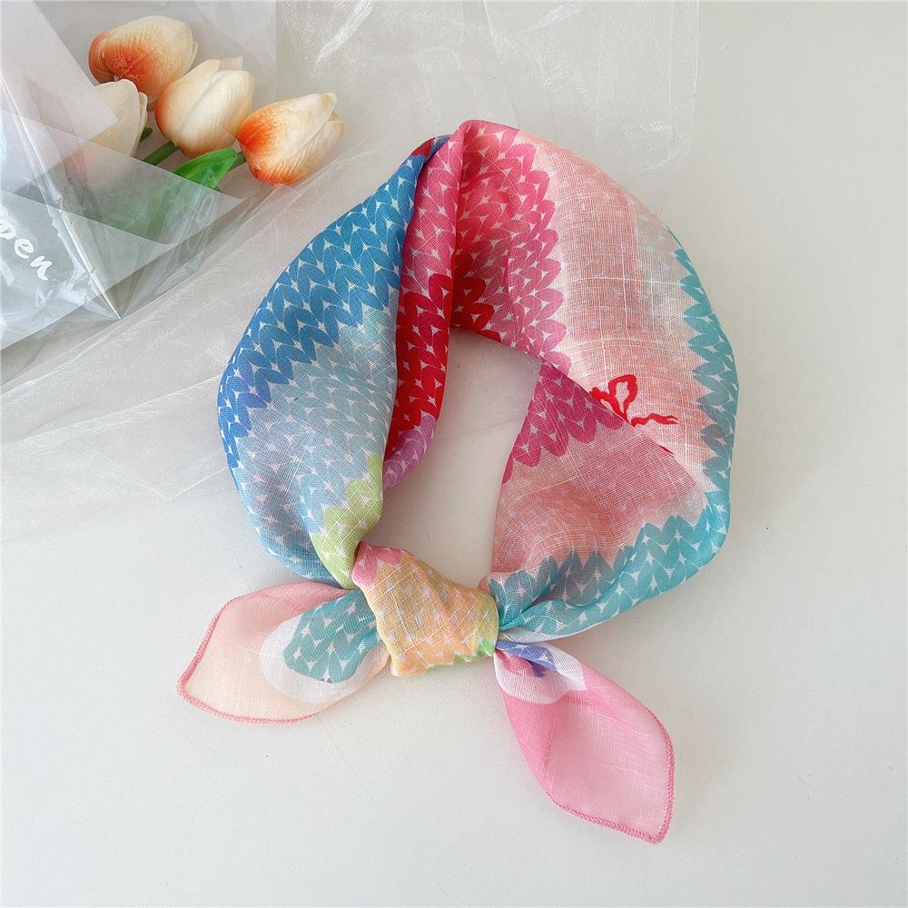 Eșarfă pătrată mică din bumbac și in Eșarfă din mătase Primăvară și toamnă pentru femei Stil nou artistic și versatilă la modă Esarfă cu bentiță cu temperament