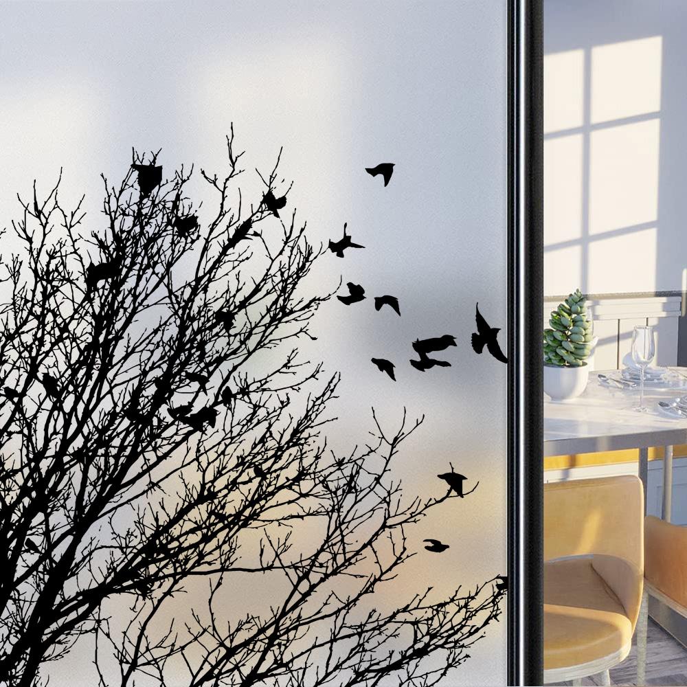 

Custom Size Stained Glass Window Film,Frosted Privacy, Static Cling, Door Sticker,Bathroom, Home Decor, Tree, Mountain (as the picture,30X40cm)