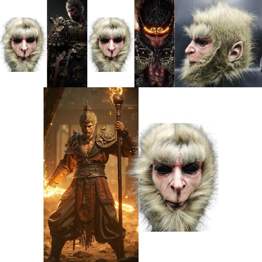 Black Myth Wukong Latex Mask Cosplay Costume Party Prop For Halloween And Carnival