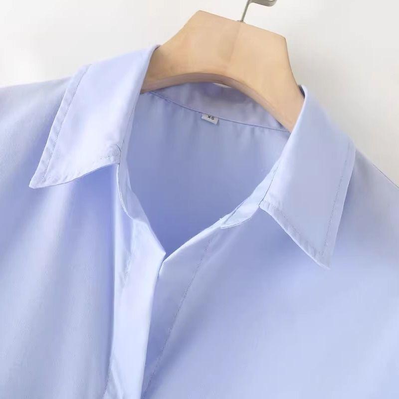 Zab Autumn New Women's Clothing Fashion Style French Style Design V Neck Poplin Long Sleeves Lapel Loose Shirt