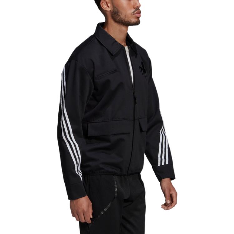 Adidas X James Bond Co-Branded Striped Print Logo Zip-Up Collar Long Sleeve Jacket Men Jackets Black GN6807