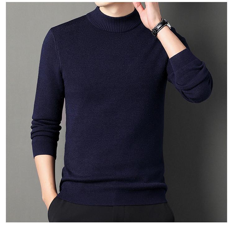 Men's Winter Velvet Pullover Sweater - Anti-Cold, Thick, Half-High Collar, Luxurious, Warm to -15°C