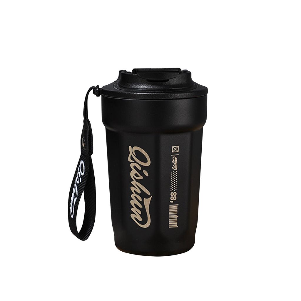 Stainless Steel Insulated Cup With Lifting Rope, Car Mounted Direct Drinking Accompanying Cup, Mug, Octagonal Coffee Cup