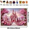 2D Flat, 2D Magical Pink Castle and Cherry Blossom Banner - Multifunctional Decoration Suitable for Parties