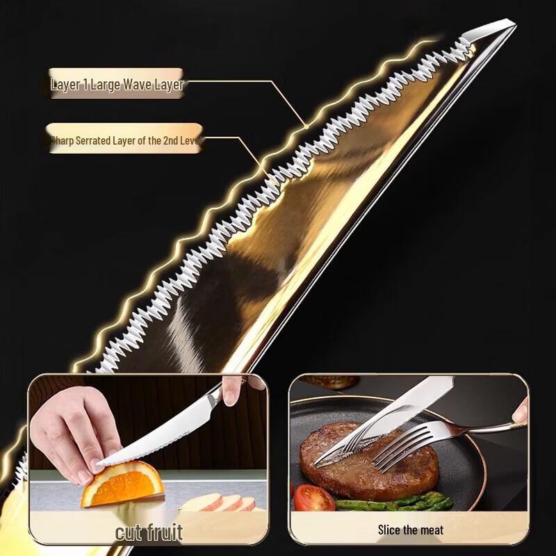 Short Cloud Premium 304 Stainless Steel Steak Cutlery Set