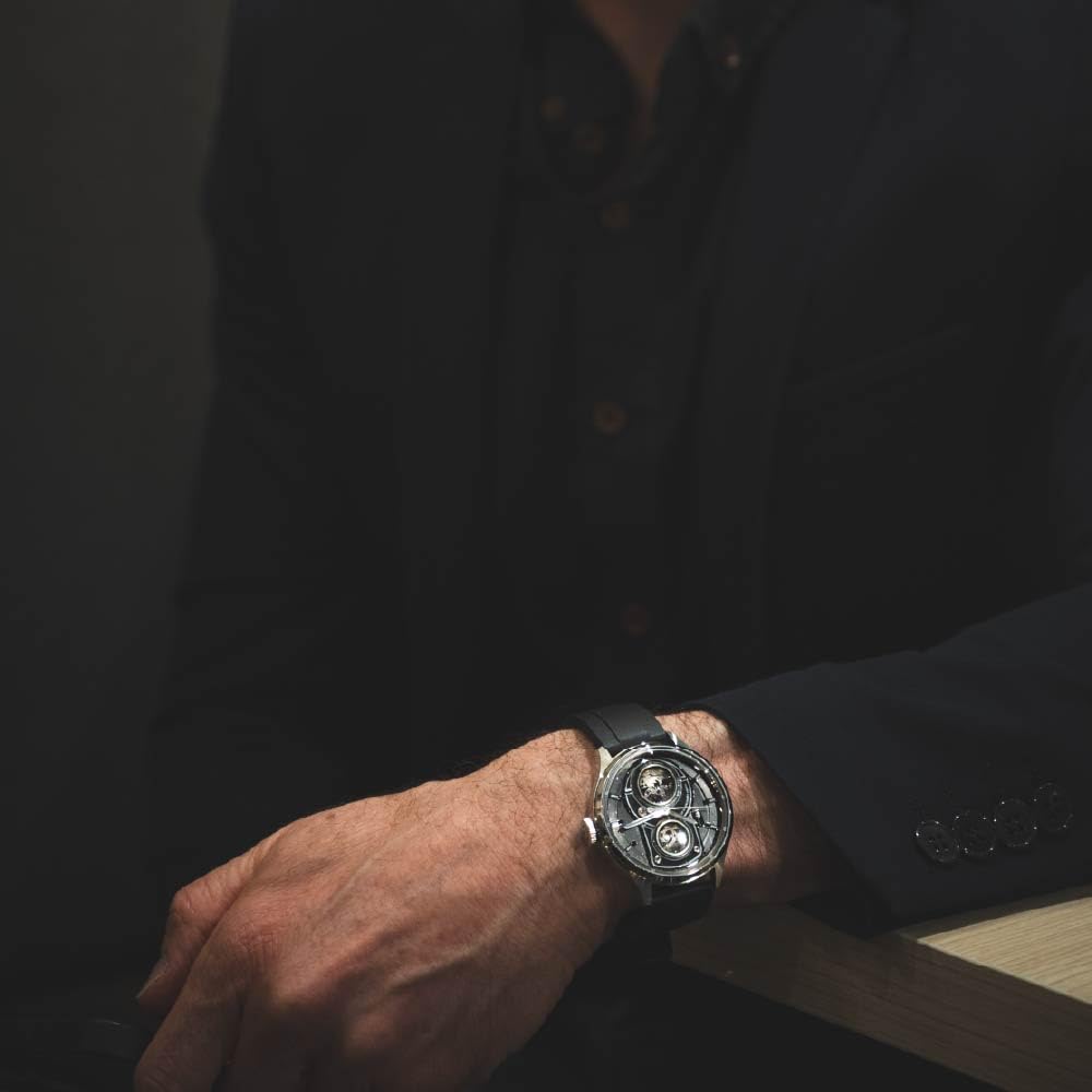 TAX Doppellinsen-Lite TS2501B Automatische Herrenuhr, Schwarz