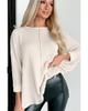 Azura Exchange Apricot Waffle Knit Splits Batwing Sleeve Oversized Top