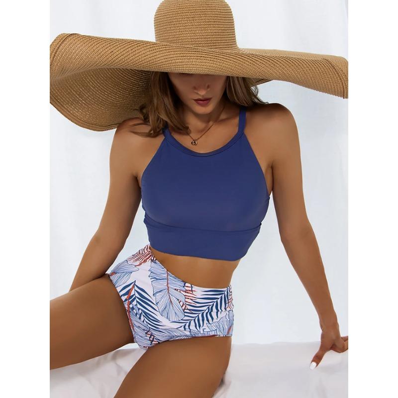 Biquíni Sexy 2025 Mulher Fato de Banho Gola Alta Feminino Duas Peças Roupa de Banho Mulheres Conjunto de Biquínis Cintura Alta Roupa de Praia para Fato de Banho