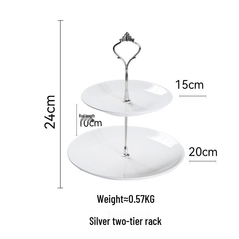 Elegant European Ceramic Three-Tier Dessert Stand for Fruit, Cake, and Snacks