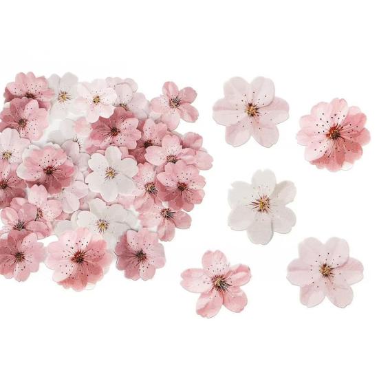 Edible Paper Flower Cake Decorations Cherry Sakura Dessert Cake Toppers Weddings Birthday Party Cake Accessories