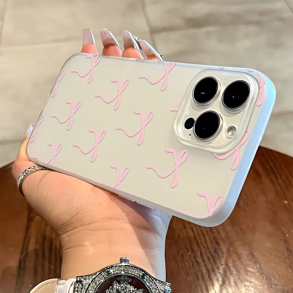 

Pink bow design Phone Case For iPhone 17 Case iPhone 16 Pro Max 11 15 14 12 Pro Max 16e 7 8 Plus XR SE Air Silicone Soft Cover iphone 11 Pro