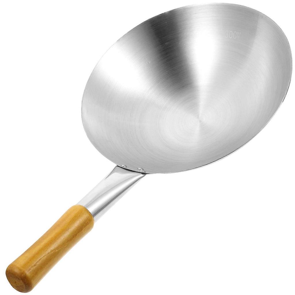 Household Frying Wok Pan Convenient Vegetable Fry Wok Stainless Steel Frying Wok