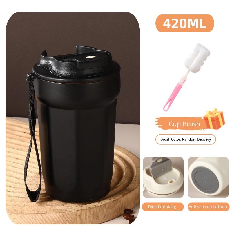 420ML Edelstahl Thermo Cafe Kaffeetasse Auto Thermosbecher Auslaufsicher Reise Thermoskanne Kaffeetasse Tragbar Geschenk Kaffeetasse