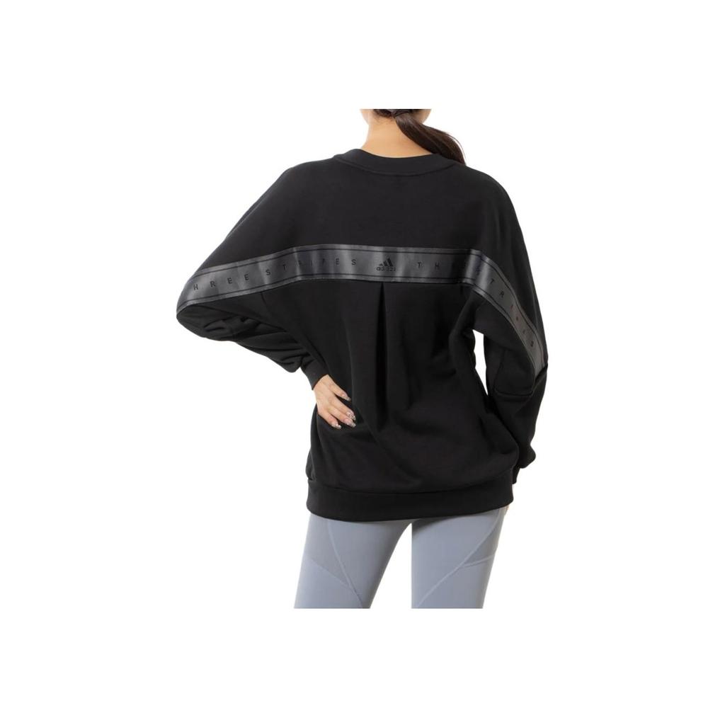 Adidas Solid Color Loose Fit Crew Neck Pullover Long Sleeve Sweatshirt Women tops Black IK9888