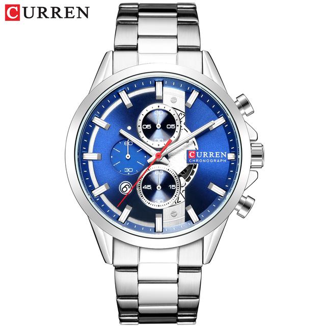 CURREN Luxury Brand Watches for Man Casual Clock with Chronograph Luminous Hands Leather Straps Wristwatches Male