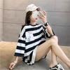 Women Stripes Black Oversized Graphic T-shirts Tops Fashion Couples T-shirt