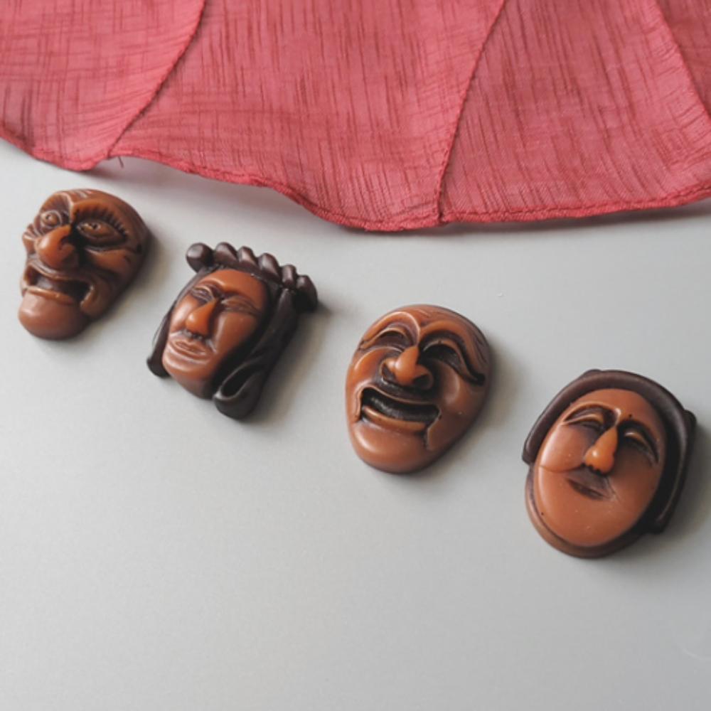 Koreanisches traditionelles Souvenir Hahoe-Maske Kühlschrankmagnet-Set 4 Stück