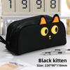 Cute Black Cat Plush Embroidery Pen Case Large Capacity Stationery Storage For Students