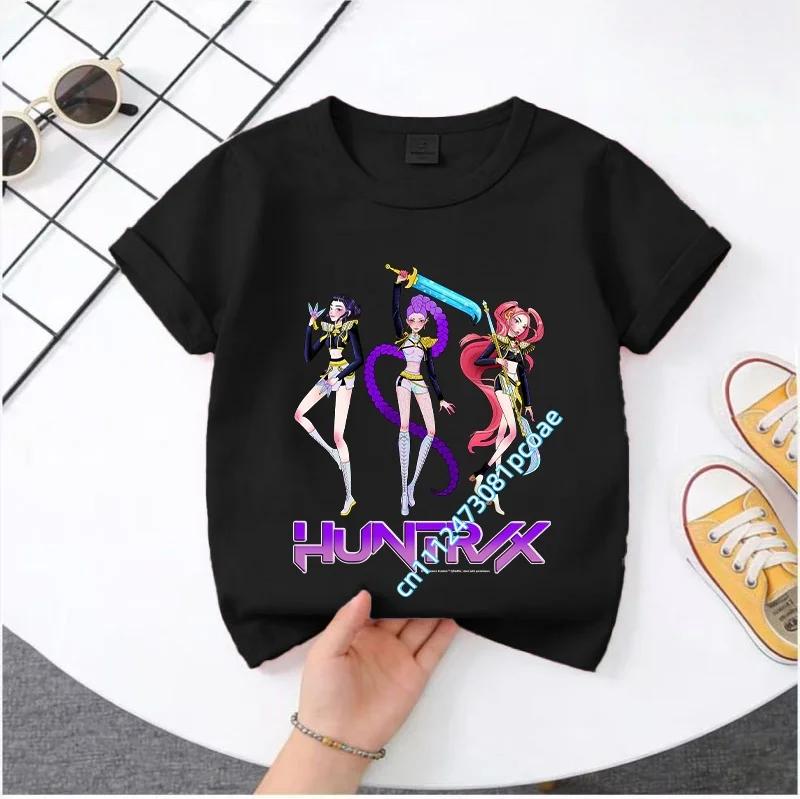Kpop Demon Hunters Children's T Shirt Short Sleeve Saja Boys Kdis T-shirt Cute Kpop Demon Hunters Harajuku Tshirt for Boys Girls