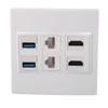6 Port Multimedia Wall Plate 5Gbps 4K 60HZ HD Multimedia Interface Cat6 RJ45 USB3.0 Combo Wall Plate Panel