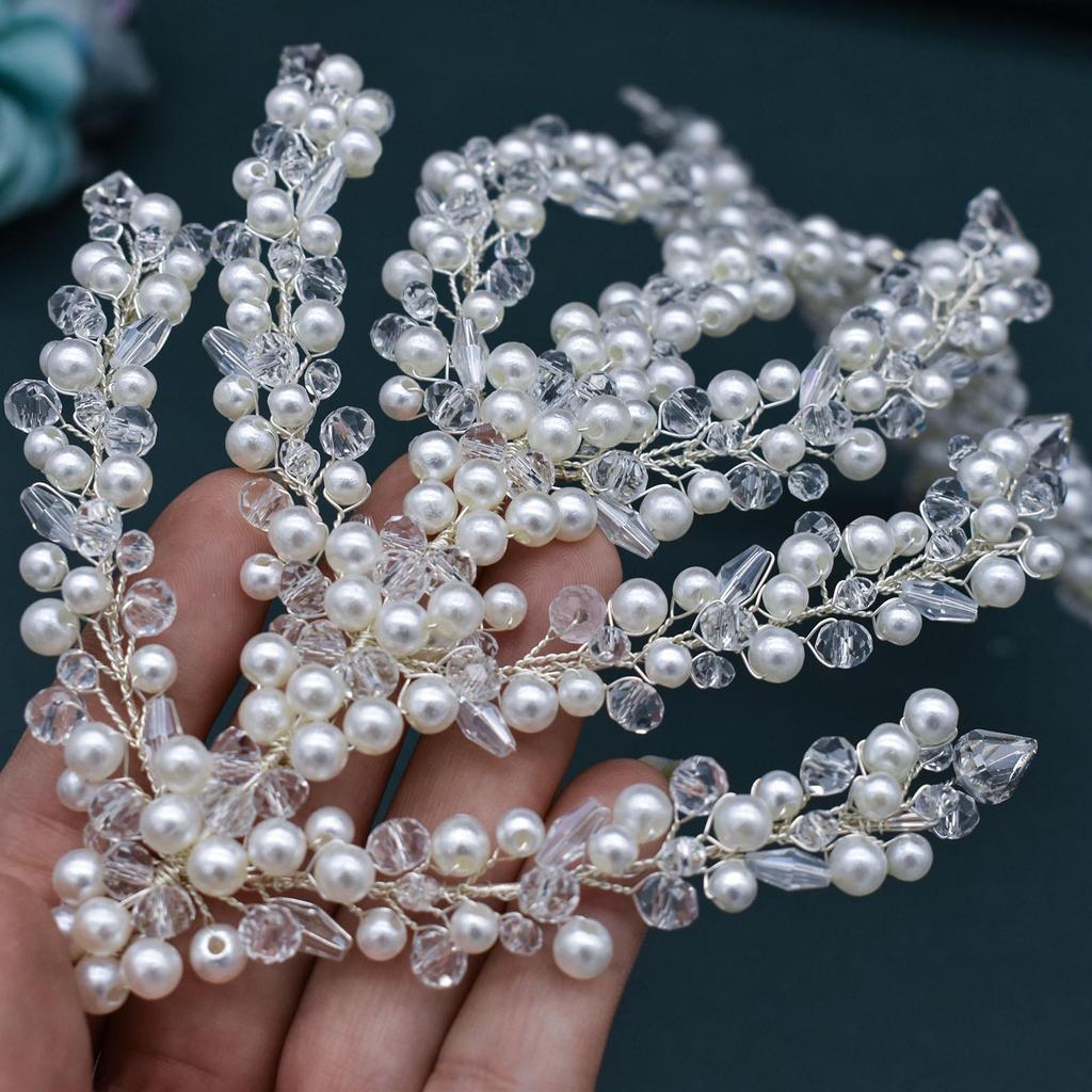 Crystal Pearl Bridal Headband & Veil Hair Accessory DZ076