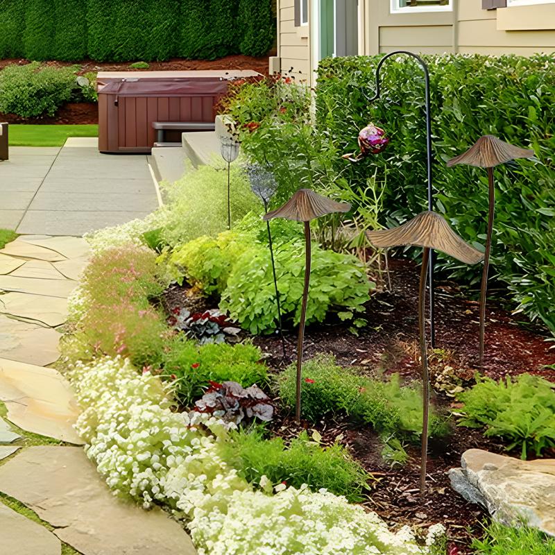 Retro Metall Eisen Pilz Ornament Garten Dekoration Set Outdoor Rostige Pilz Plakette für Rasen Garten Halloween Dekoration