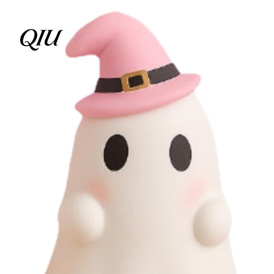 Halloweenový suvenýr Dárek Roztomilá pryskyřičná figurka ducha, Cukrová dýně Klobouk čarodějnice Růžová dekorace Stůl pro dívky, Bílý Kawaii Stolní ozdoba Místnost