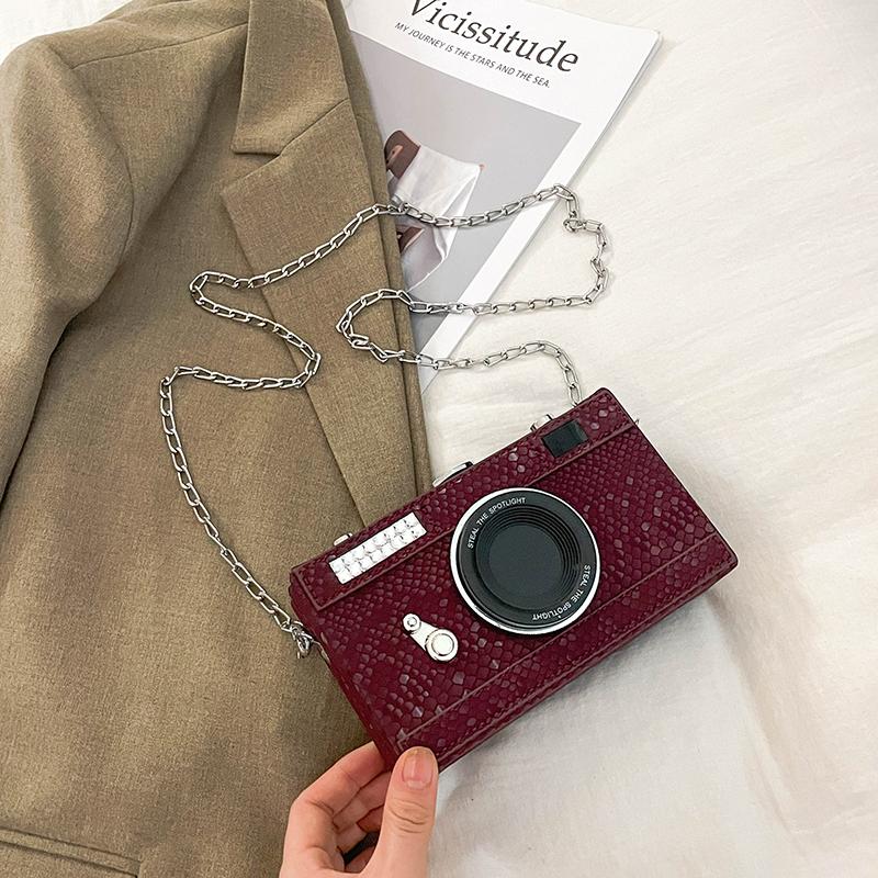

Camera Shape Crossbody Mobile Phone Bag Ladies Girls Casual Handbag And Purse Cute Creative Fun Bag Versatile Chain Shoulder Bag Mini(Max Length 20cm) темно-красного