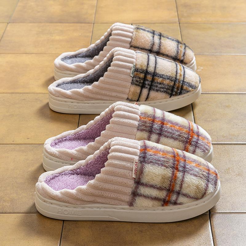 Autumn and winter new cotton slippers couple thick-soled velvet home non-slip warm slippers