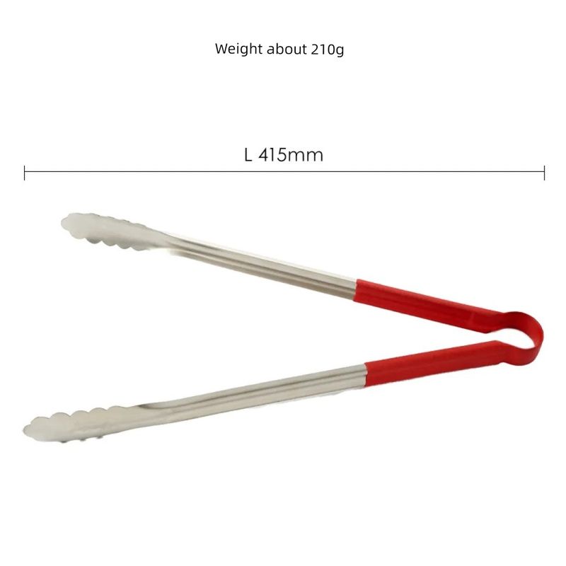 Thickened Stainless Steel Tongs, Bread Tongs, Barbecue Tongs, Rubber-Handled Hanging Food Tongs, 10-12- 14-16inch Plum Blossom Tongs